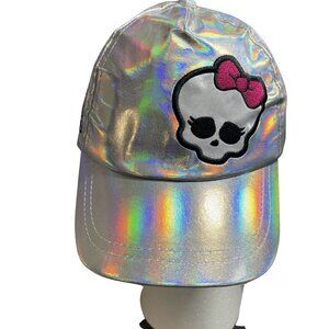 MONSTER HIGH Girls Shiny Silver Cap Logo Skull Oneβ Size (4-16) Adjustable NEW